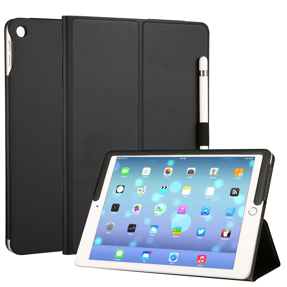 Slip-proof folding pu leather tablet case simple folio case for ipad 